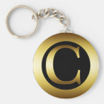 GOLD MONOGRAM LETTER C KEYCHAIN