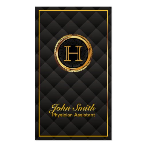 Gold Monogram Physician Assistant Business Card (front side)