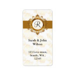 gold monogram return address label