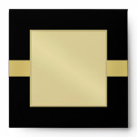Gold Monogram Ribbon Black Wedding Envelope