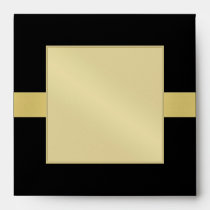 Gold Monogram Ribbon Black Wedding Envelope