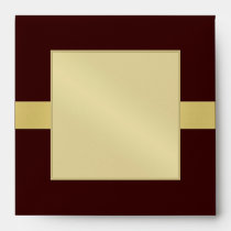 Gold Monogram Ribbon Brown Wedding Envelope
