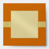 Gold Monogram Ribbon Orange Wedding Envelope