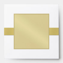 Gold Monogram Ribbon Speckled Wedding Envelope