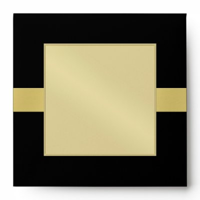 Gold Monogram Venetian Black Wedding Envelope