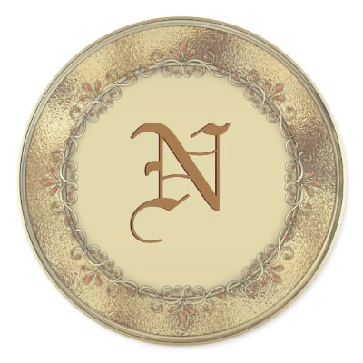Gold Monogram Wedding Favor Envelope Seals Sticker