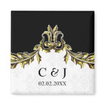 gold monogram wedding save the date magnets