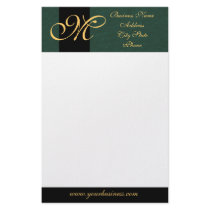 Gold Monogrammed Green Textured Stationary