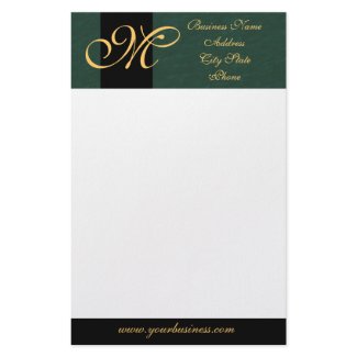 Gold Monogrammed Green Textured Stationary stationery