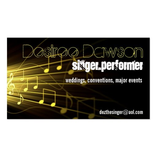 gold music notes music business card (front side)