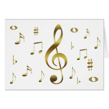 Gold Musical Notes Card