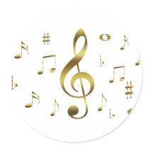 Gold Musical Notes Sticker