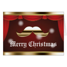 Gold Mustache Merry Christmas Greeting Card