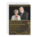 Gold n black floral 50th wedding anniversary custom invites