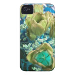 Gold N Teal Tulips iPhone 4 case