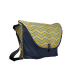 Gold & Navy Chevron Rickshaw Messenger Bag