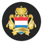 Gold Netherlands Round Stickers