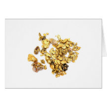 Gold Nuggets On White Greeting Cards
