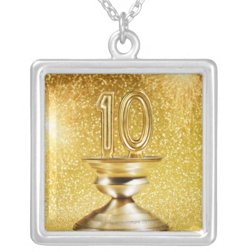 Gold Number 10 Trophy Silver Plated Necklace Zazzle