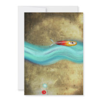 Gold Ocean Fishes Invitation