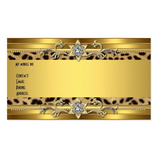 Gold On Gold Black Elegant Classy Jewel Business Card (back side)