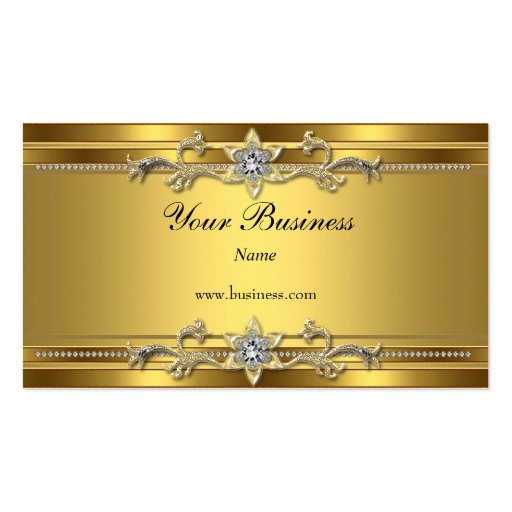 Gold On Gold Black Elegant Classy Jewel Business Card Template (front side)
