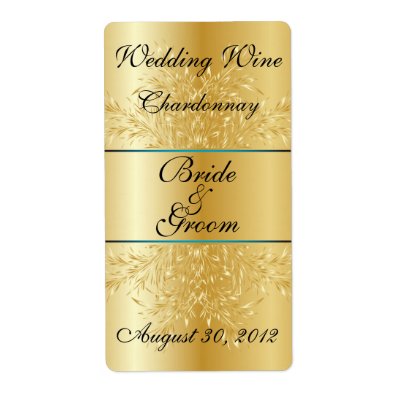 Gold on Gold  Wedding Wine Label
