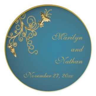 Gold on Teal Monogrammed 1.5