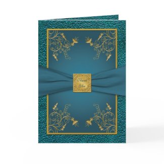Gold on Teal Thank You Card card