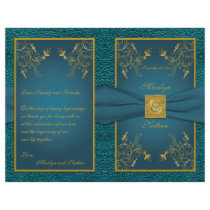 Gold on Teal Wedding Program Personalized Flyer