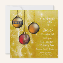 Gold Ornaments Glow Holiday Invitation