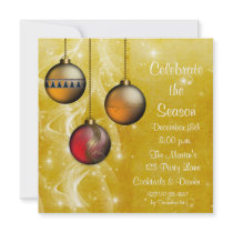 Gold Ornaments Glow Holiday Invitation