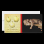 Gold Ornaments My 1st Christmas Baby Photo Card