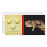 Gold Ornaments My 1st Christmas Baby Photo Card