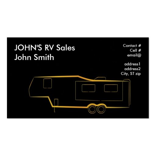 Gold outline 5th wheel trailer camper business card templates (front side)