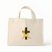 Gold Painted Cancer Ribbon bags
