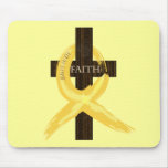 Gold Painted Cancer Ribbon Mouse Pad