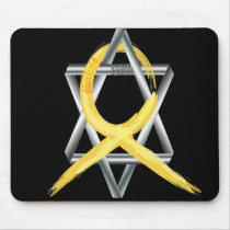 Gold "Painted" Childhood Cancer Ribbon mousepads