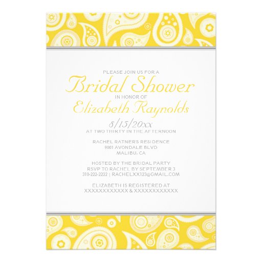 Gold Paisley Bridal Shower Invitations