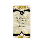 Gold Paisley Damask Postage Address Labels