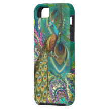 Gold Paisley Peacock & Feather You Choose Color iPhone 5 Cases