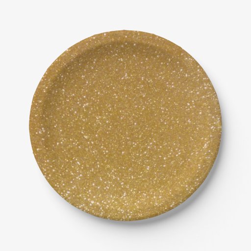 Gold paper plates faux sparkly and glitter print Zazzle