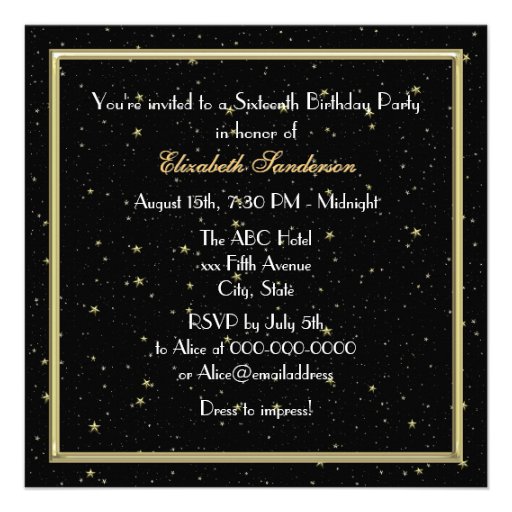 Gold Paris France Skyline #2 Bk Starry Sweet 16 SQ Announcements
