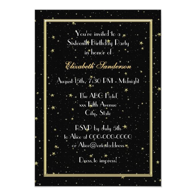 Gold Paris France Skyline #2 Bk Starry Sweet 16 V Card