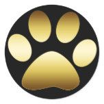 GOLD PAW PRINT ROUND STICKERS