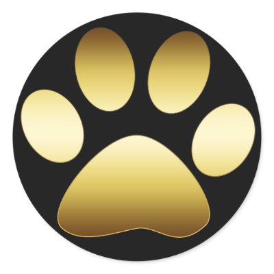 GOLD PAW PRINT ROUND STICKERS by dgpaulart