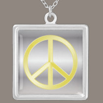 Gold Peace Symbol on Silver necklaces