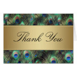 Gold Peacock Feather Elegant Thank You Card cards