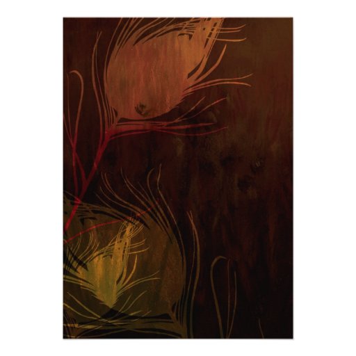 Gold Peacock Feather Flames Fall Wedding Invites