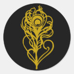 Gold Peacock Feather Stickers